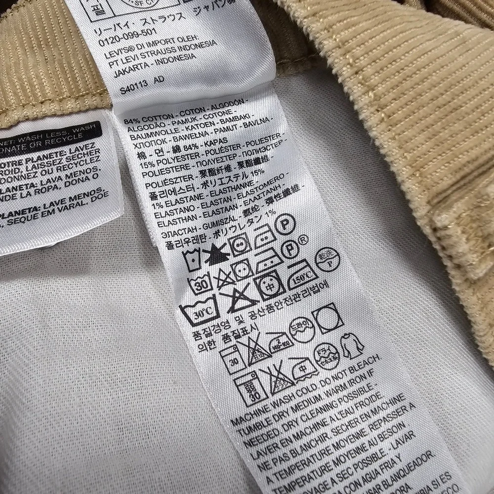 Levis 514 Corduroy Pants MENS 36x32 Tan Straight Leg Stretch Casual Workwear